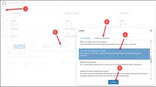 Free Cash Flow Rendite Screen gespeichert