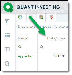 PSAR/Close value as an output column