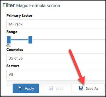 Magic Formula investment suche speichern
