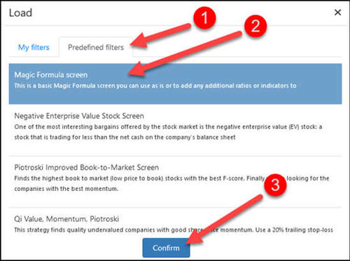 Wie Sie das Magic Formula Screen laden