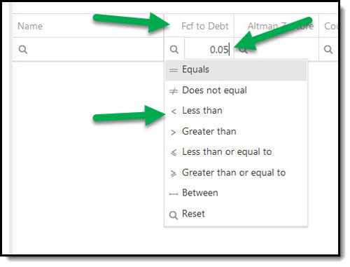 How to select bad FCF to Debt companies