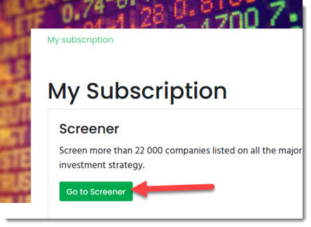 Go to screener button