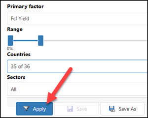 Click the Apply button to find investment ideas.