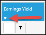 How to sort the stock screen results by Earnings Yield